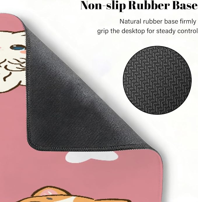Large Mouse Pad Cute Animal Cat Non-Slip Rubber Long Gaming Desk Mat Big Computer Keyboard Mousepad Waterproof Protector Wristing Pad for Gaming Office Home Decorative 31.5 X 11.8 Inch