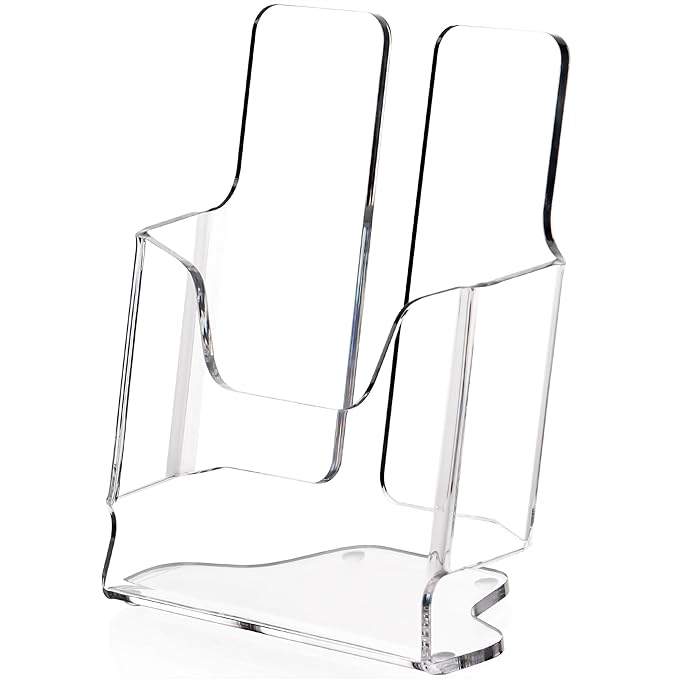 YUXUN Acrylic Brochure Holder 6x8 Inch,Clear Countertop Display Stand,Pamphlet Holder for Trifold Flyers,Booklets,Menu,Leaflets,Photocards for Office,Home,Store,1 Pack,A5