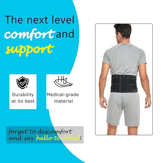 Back Brace for Lower Back Pain Relief Women & Man From Sciatica, Herniated Disc, Scoliosis, Breathable Back Support Belt With 4X Alternative Strips and Lumbar Pad for Home & Lifting at Work (Medium)