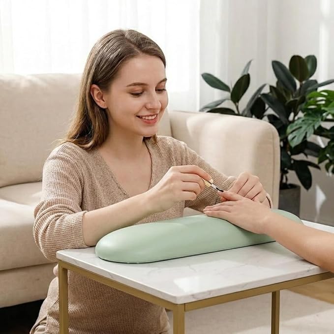 Nail Arm Rest Cushion, Nail Hand Rest Pillow for Manicure, Leather Nail Cushion Arm Rest for Nails Tech, Ergonomic Hand Rest for Nails Tech, Waterproof Nail Arm Rest for Salon Table, Cyan