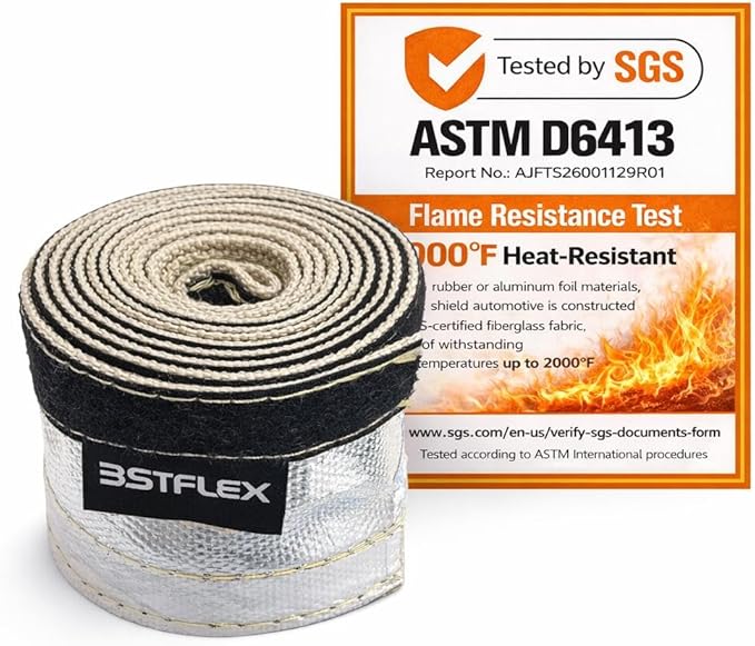 Wire Heat Shield 1/4" I.D.x 10FT for Hose Lines & Electrical Wiring, Heat Shield Wrap Automotive for Exhaust and High-Temperature Pipes with 10 Pcs Stainless Steel Ties