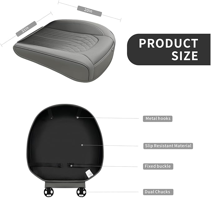 KAYI Car Seat Cover, Memory Foam Car Seat Cushion, Non-Slip Bottom Breathable Car Seat Cover, Relieve Tailbone Pain, Car Seat Protector, Suitable for 95% of Vehicles (Grey, 2 Pack)