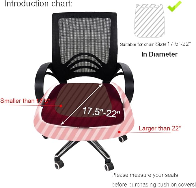Smiry Stretch Jacquard Office Computer Chair Seat Covers, Removable Washable Anti-dust Desk Chair Seat Cushion Protectors - Grey