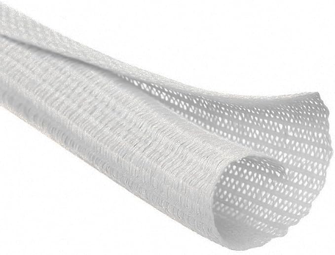 MGI SpeedWare Braided Split-Sleeve White Wire Loom for High-Temperature Automotive Harness and Home Cable Management 25 feet (1/8")