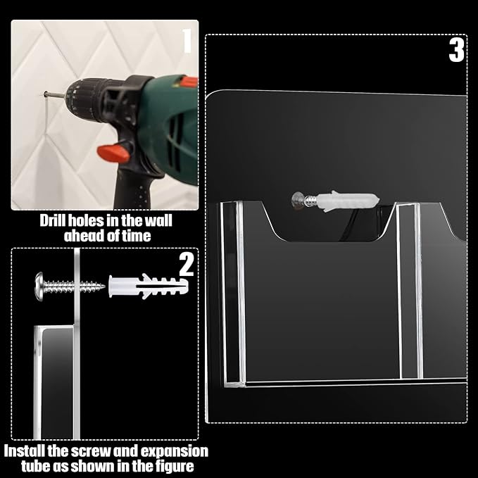 Eersida Acrylic Brochure Pamphlet Holder Brochure Display Stand Business Tri Fold Multi Slot Holder Rack Wall Mount Clear Pocket Space Saver for Flyer Literature Menu Advertise