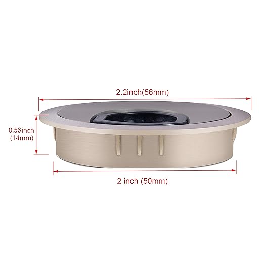 3Psc Desk Grommet,Cable Cord Hole Cover for Home and Office,Metal Zinc Alloy Materilal 50mm (Brushed Silver, 2 Inchs)