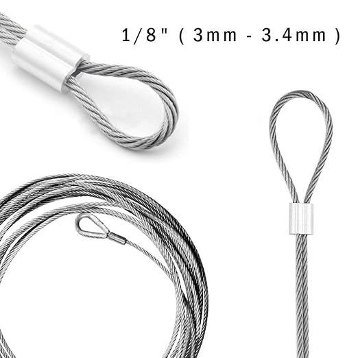 1/8" Aluminum Crimping Loop Sleeve 100PCS, Diameter Wire Rope and Cable (100)