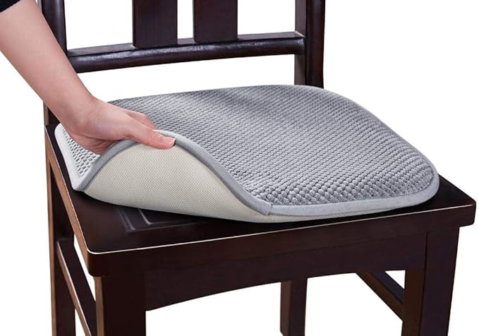 GoodGram 4 Pack Non Slip Ultra Soft Chenille Honeycomb Premium Comfort Memory Foam Chair Pads/Cushions - Assorted Colors (Gray)