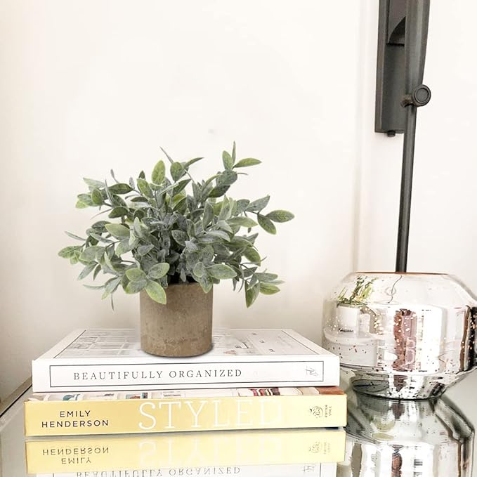 Briful 3 Pack Mini Faux Potted Plant Artificial Eucalyptus Plant Fake Topiaries Plant for Home Table Office Room Desk Bathroom Shelf Kitchen Rustic Farmhouse Mantel Decor