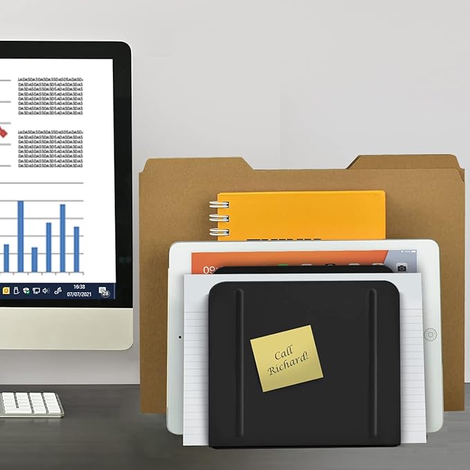 Acrimet 4-Section Vertical Metal File Sorter, Desktop File Organizer for Papers, Folders & Documents, Space-Saving Office Organizer, Black