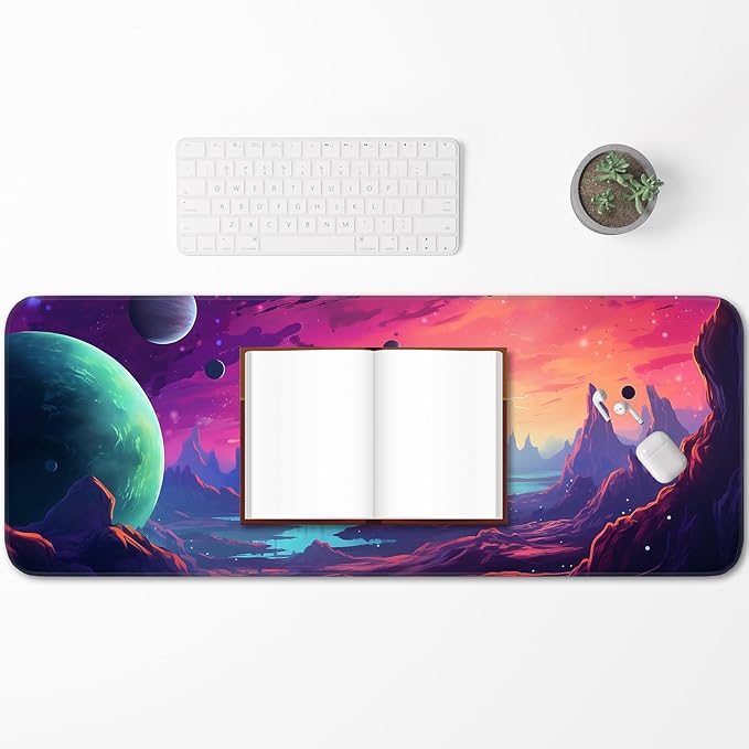Gaming Mouse Pad, Non-Slip Rubber Base, Stitched Edges, 31.5x11.8 Inch Large Mouse Pad for Desk, Computer, Laptop, Office, (Planet Universe)