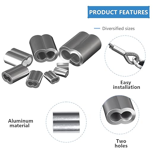 1/4 Inch Aluminum Crimping Loop Sleeve 1/4" 6MM Cable Ferrules Crimp Loops Sleeves for Wire Rope (Pack of 10Pcs)