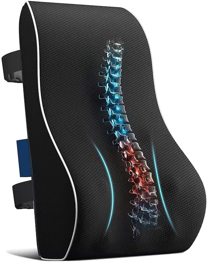 Lumbar Support Pillow for Office Chair,Office Home, College Dorm Room Essentials,Back Support Pillow for Car, Chair Cushions,Back Pain Relief Improve Posture,Mesh Cover Double Adjustable Straps