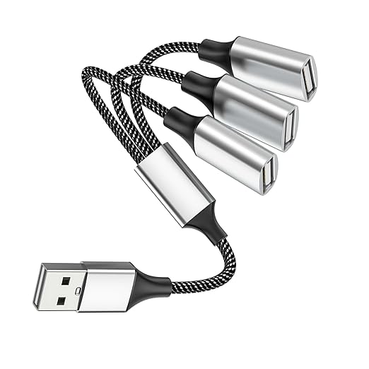 Fidioto USB Splitter Y Cable,USB 1 Male to 3 Female Extension Cord Connector,Dual Double USBA Port Extender Hub,Data&Charger Power Split Adapter for Mac,Laptop,PC,Xbox One Series X/S,PS4,PS5