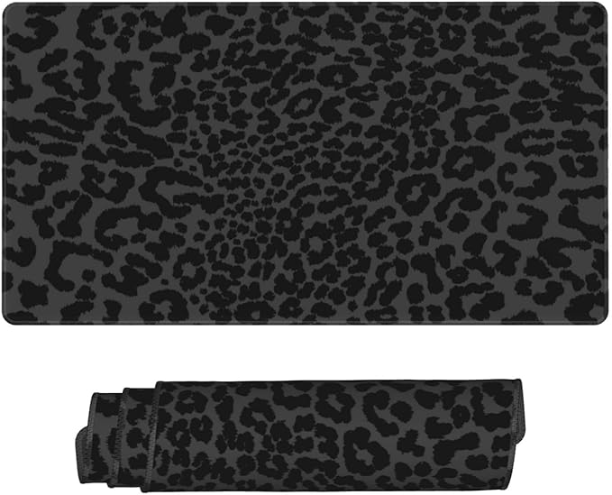 Black Leopard Large Mouse Pad & Desk Mat Animal Texture Skin Extended Mousepad Non-Slip Rubber Base Laptop Computer Keyboard Pad for Gaming, Office & Home Decor, XXL - 29.5" X 15.8"