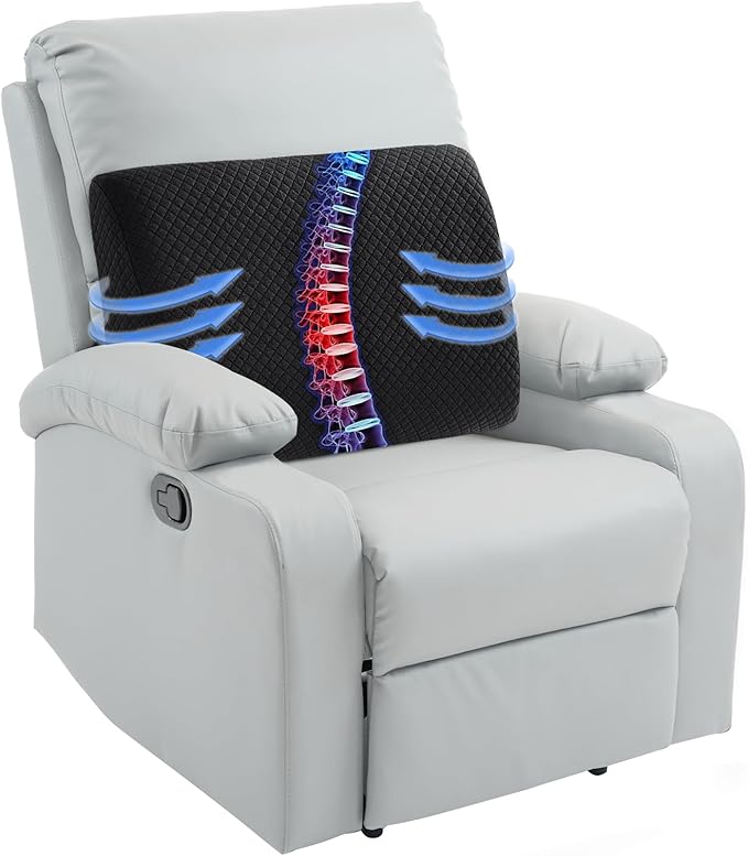 HOMBYS Lumbar Support Pillow for Recliner Chair, Memory Foam Back Support Cushion for Elderly,Extra Large Lumbar Support Pillow,Thick Backrest for Home Reading (Black, 20“x13.5"x5")