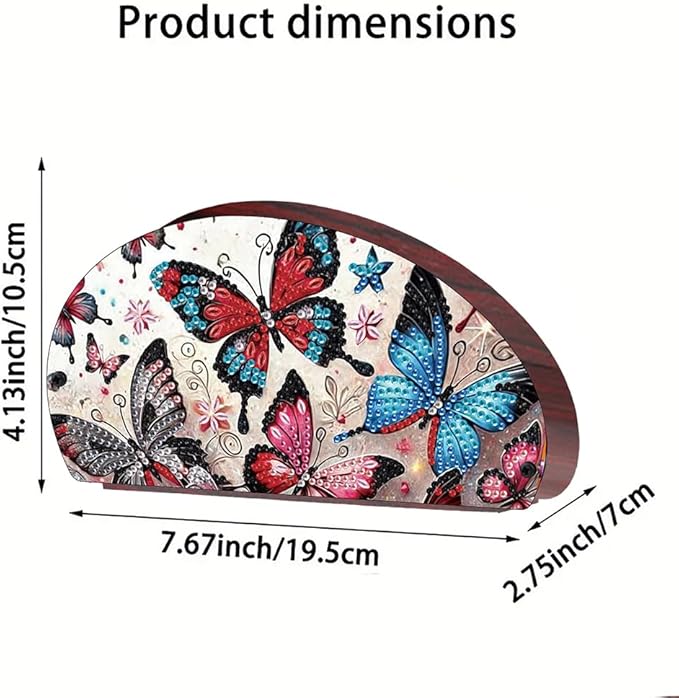 POETRYDRAW DIY Burtterfly Diamond Art Painting Wooden Storage Box – Multi-Grid Moon Fan Makeup Brush Organizer, Double-Sided Drill Tabletop Holder for Women, Office & Home Decoration