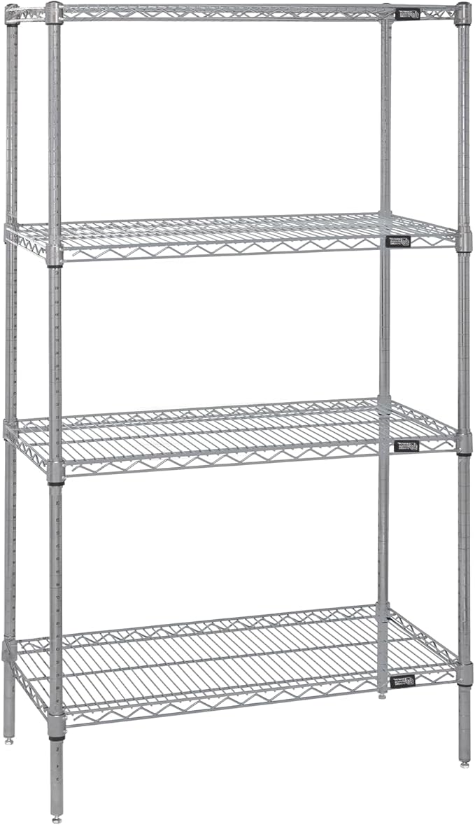 Quantum Storage Systems WR86-3042S Starter Kit Wire Shelves Stainless Steel 4 Shelves 86" H x 42" W x 30" D