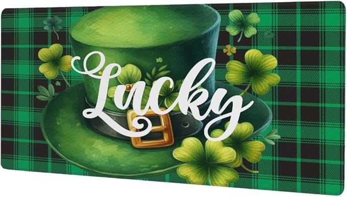 Large Mouse Pad Non-Slip Rubber St Patrick Hat Long Gaming Desk Mat Big Computer Keyboard Mousepad Waterproof Protector Wristing Pad for Gaming Office Home Decorative 31.5 X 11.8 Inch