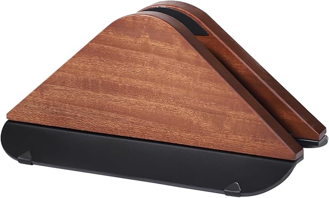 Adjustable Laptop Stand, Wooden Vertical Desktop Holder, Black Walnut, Tablets & E-Book Compatible, Anti-Scratch & Non-Slip, Max 1 in