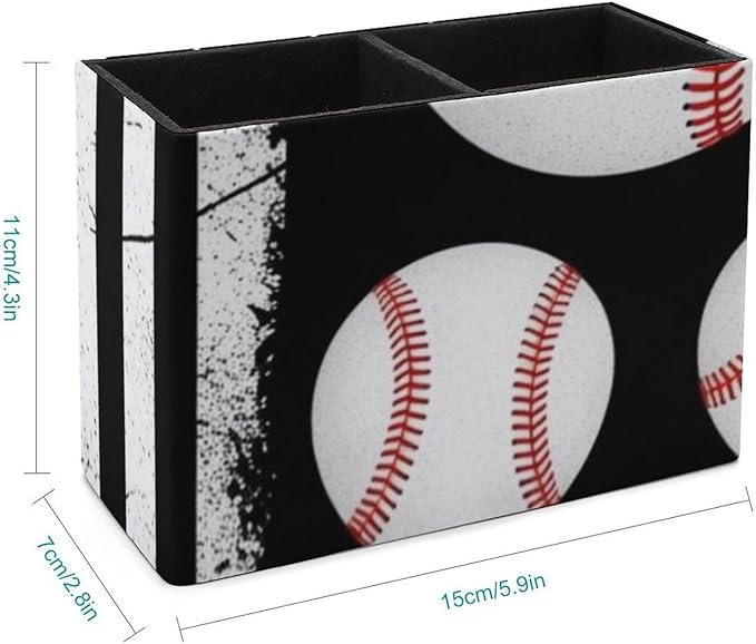 Stylish Pen Holder Desk Accessories Baseball American Flag, Ideal for Pens, Markers, and More