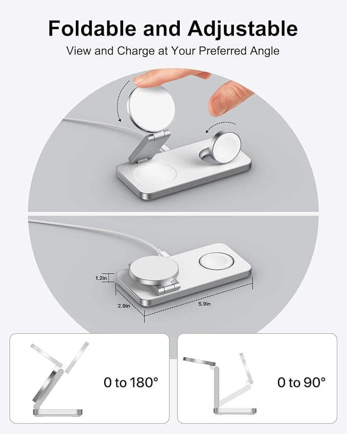 3-in-1 Magnetic Wireless Charging Station for Samsung, Qi2 25W Fast Charger Stand Compatible with MagSafe for Galaxy S26/S25/S24/S23/Z Fold/Flip, Watch Ultra/8/7/6/5 & Buds, with 35W Adapter-White