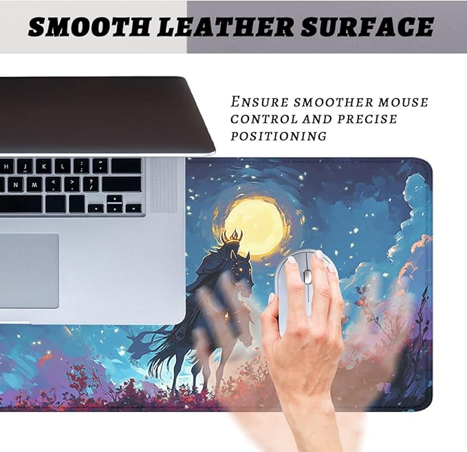 Epic Ghost Rider Gaming Mouse Pad Red Crystal Magic Moss Flowers Extended Mousepad XXL Computer Laptop Keyboard Mouse Mat Big Aesthetic Desk Decor Pad 31.5x11.8 in