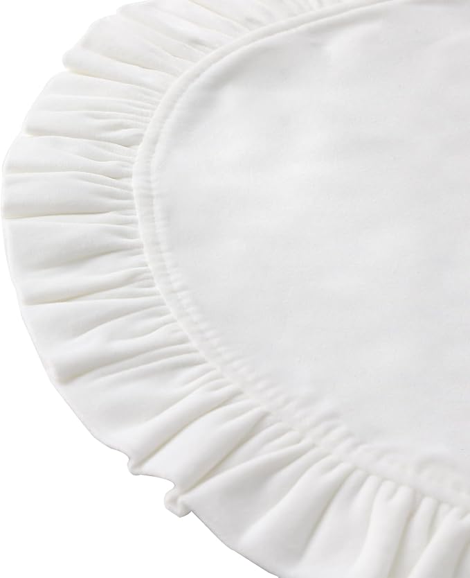16.5 Inch Velvet Round Placemat with Ruffle for Dining Table Outdoor Placemats Non-Slip Washable for Gathering, Occasional Decoration and Family Parties Celebrations Set of 4, White