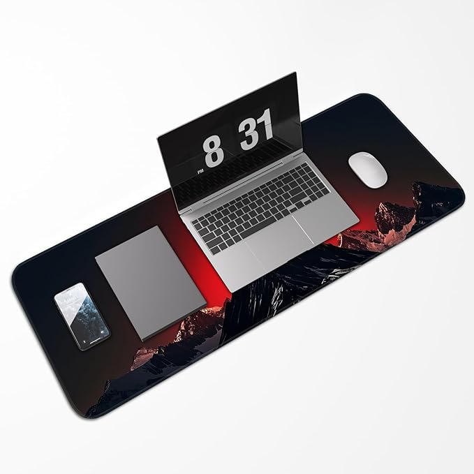 Gaming Mouse Pad, Large Desk Mat, Non-Slip Rubber Bottom, Stitched Edge Mouse Pad for Home, Office Desk, Gaming Keyboard Pad, 31.5 x 11.8 Inch, Desk Protector