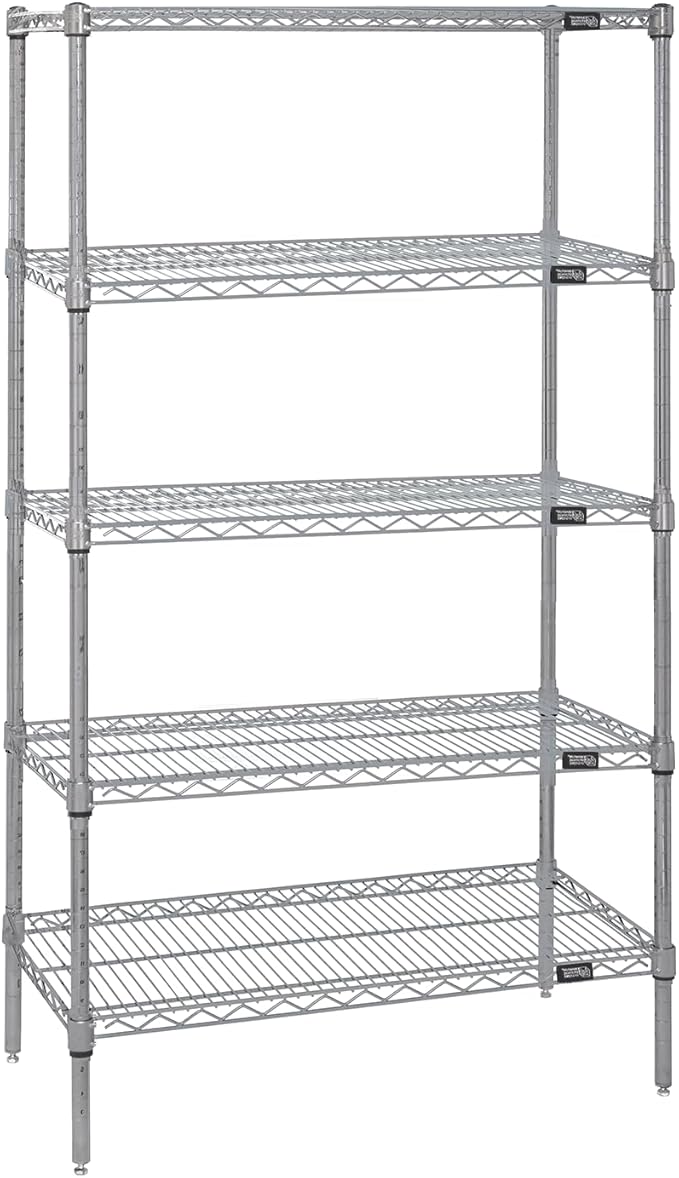 Quantum Storage Systems WR54-3636S-5 Starter Kit Wire Shelves Stainless Steel 5 Shelves 54" H x 36" W x 36" D