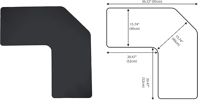 Con-Tact Brand XL Corner Desk Pad | Waterproof Anti-Slip PU Leather | Large Corner Computer Workstation Protection | Mouse Pad Gaming Pad | 36" X 15.7" L Shape | Dual Sided (Black)