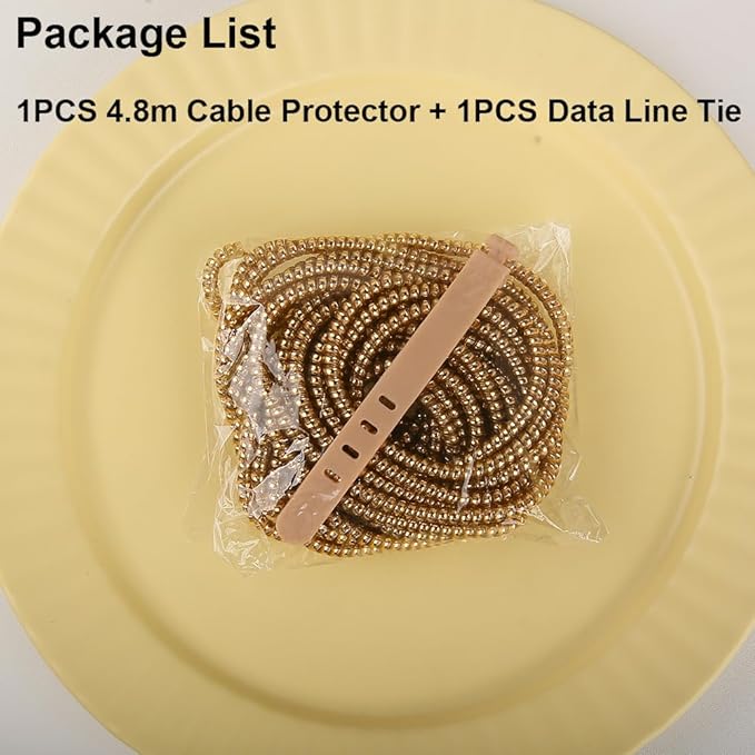 4.8M(15.75FT) Spiral Cable Protector, Multicolor Suitable for Most Phone/Pad/Laptop USB Wire Cord Savers Protection Cover Anti-Break Wrap Charger Data Line Cables Sleeves, Laser Brown