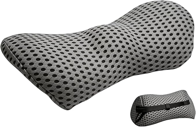 Memory Foam Lumbar Support Pillow with Detachable Adjustable Straps, Lower Back Cushion for Pain Relief, Breathable Washable Cover, for Office Chair Car Seat Recliner Bed