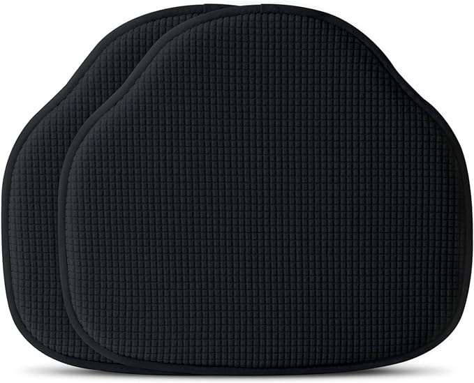 Shinnwa Windsor Chair Cushions 2 Pack, Non Slip Chair Pads for Dining Room, Farmhouse Kitchen Seat Cushion, Set of 2, 17 x 15.5 inches, Black