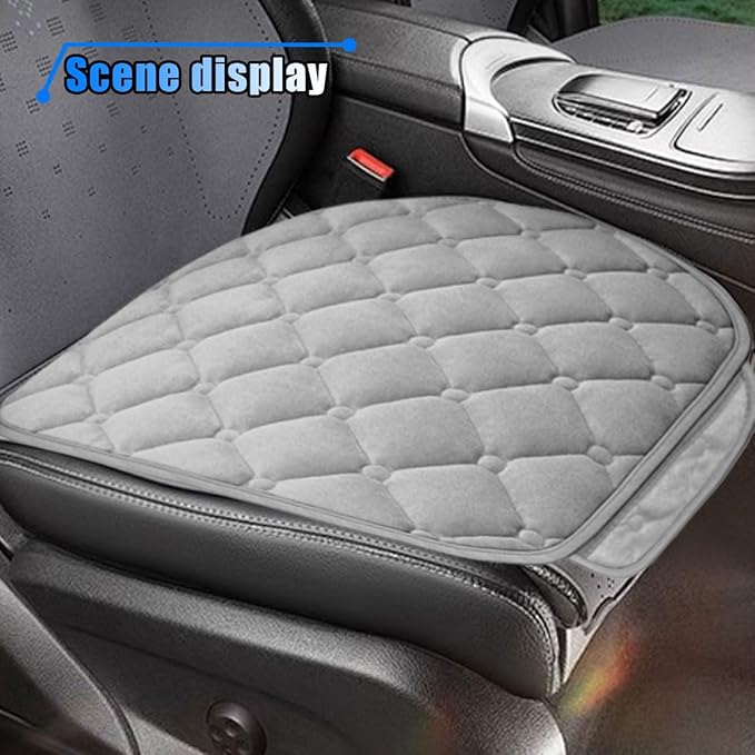 LAINLOY Car Seat Cushion, Soft Plush Vehicle Driver Seat Pad with Storage Pocket, Non-Slip Rubber Bottom, Universal Seat Protector Cover for Truck, Car, SUV, Home, Office, Chair (Grey)