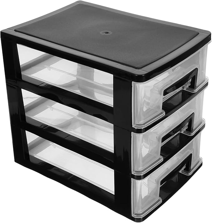 DOITOOL 3 Tier Plastic Drawer Type Closet Plastic Home Office Storage Organizer Makeup Organizer Storage Station Cubes Cosmetics Jewelry Box for Bathroom Dorm Desk Office