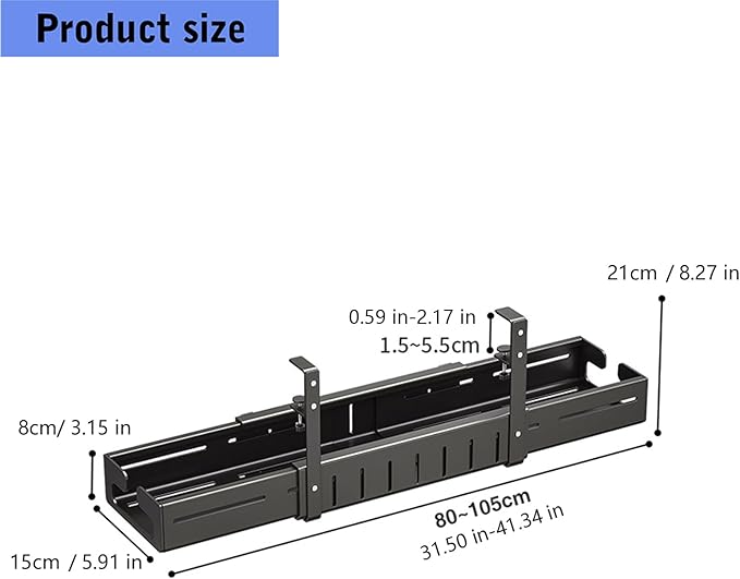 Not Drilling Installation Cable Holder Perfect for Desk with Large Capacity to Store Power Strips and Hide Wire Neatly Unraveled Cable Tray