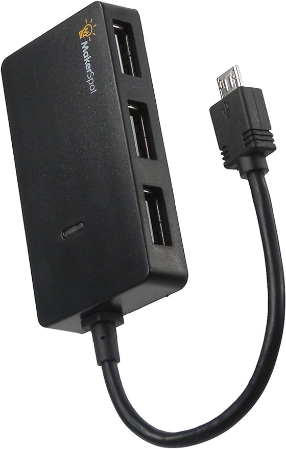 Micro USB OTG Hub for Raspberry Pi Zero 4 Port High Speed Sync and Extension Cable Adapter Also Works with Android Tablet Raspbian Jessie Linux
