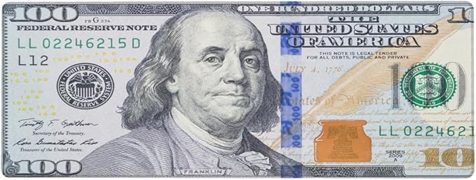 Large Mouse Pad Money 100 Dollar Bill Non-Slip Rubber Long Gaming Desk Mat Big Computer Keyboard Mousepad Waterproof Protector Wristing Pad for Gaming Office Home Decorative 31.5 X 11.8 Inch