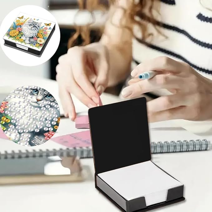 Generic Cat Painting Memo Pad Holder with 160 Sheets of Paper for DIY Art Craft