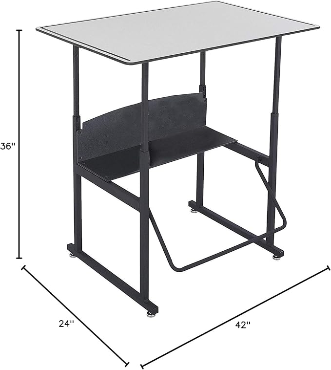 Safco Products AlphaBetter Adjustable-Height Desk, 36" W x 24" D Premium Desktop, Swinging Footrest Bar Classroom and Home School Desk