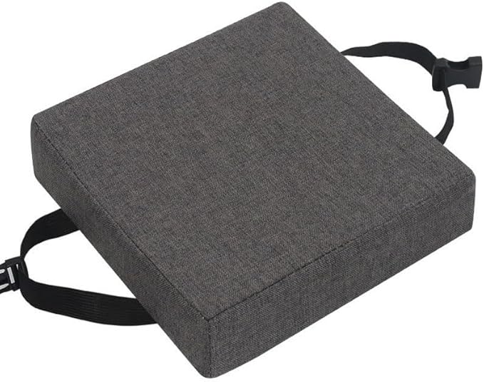 Gray Stool Cushion, 10"x10"x2", Seat Pads for Bar Stool, Dining Chairs, with Ties, Linen Breathable Square Cushion Non-Slip
