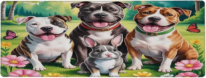 Large Mouse Pad Spring Animal Dog Non-Slip Rubber Long Gaming Desk Mat Big Computer Keyboard Mousepad Waterproof Protector Wristing Pad for Gaming Office Home Decorative 31.5 X 11.8 Inch