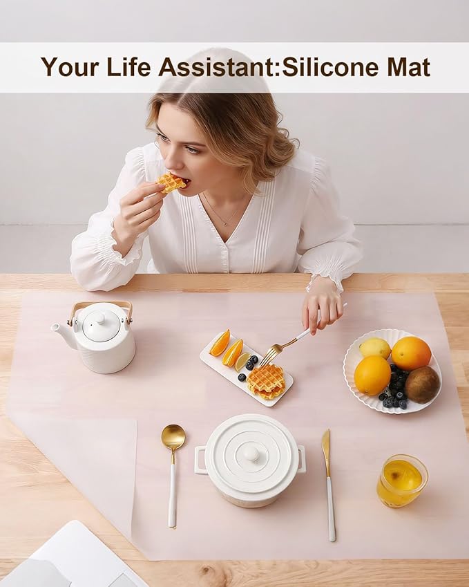 Silicone Mats for Crafts, 28" x 20"x1.3MM Large Silicone Mat,Silicone Mats for Kitchen Counter,Craft Mat, Nonskid Heat Resistant Desk Saver Pad, Multipurpose Mat, Placemat, Translucent