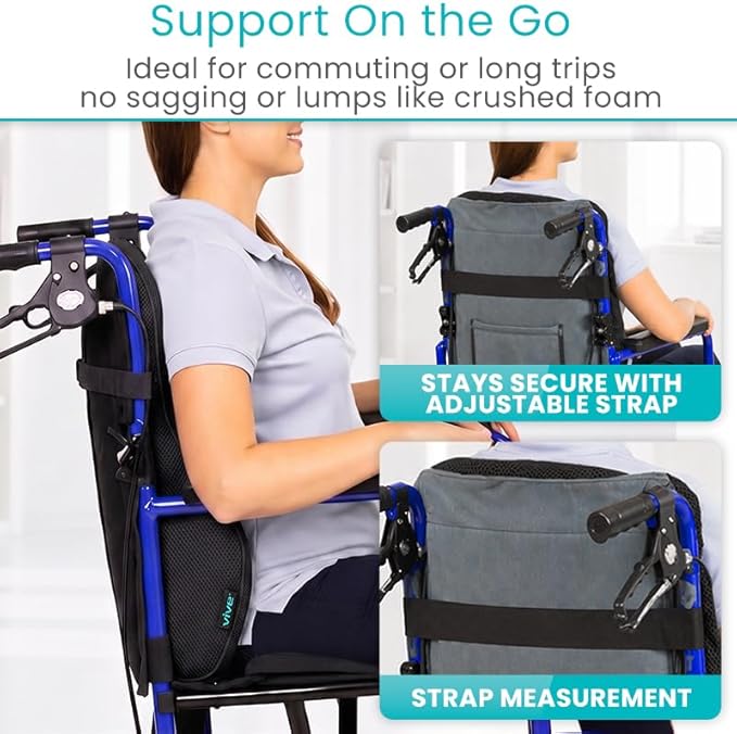 Vive Full Lumbar Cushion - Memory Foam Contour Support for Lower Back Pain - Ergonomic Pressure Relief for Office Chair, Car - Large Mesh Orthopedic Seat Backrest Roll for Improving Posture (Black)