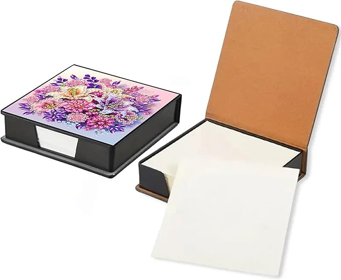 Flower Diamond Painting Kit Note Box,Memo Paper Storage Box Diamond Art,Sticky Note Holder Diamonds Art,Diamonds Painting Memo Pad For Office Desk. (flower)