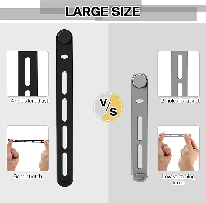 Tellegloww 42 Pcs Silicone Cable Ties Reusable Cord Organizer Adjustable Data Cable Wraps for Earphone Phone Charger Computer Cord Management Straps Travel Essentials(Black,5.12 Inch)