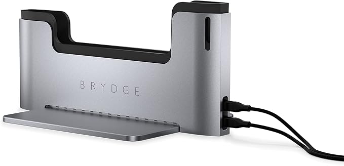 Brydge Space-Saving Laptop Stand | Vertical Docking Station Compatible with 15-inch MacBook Pro (2016-2019), 2 x Thunderbolt™ 3 Ports with 40 Gbps Data throughput (x 2)