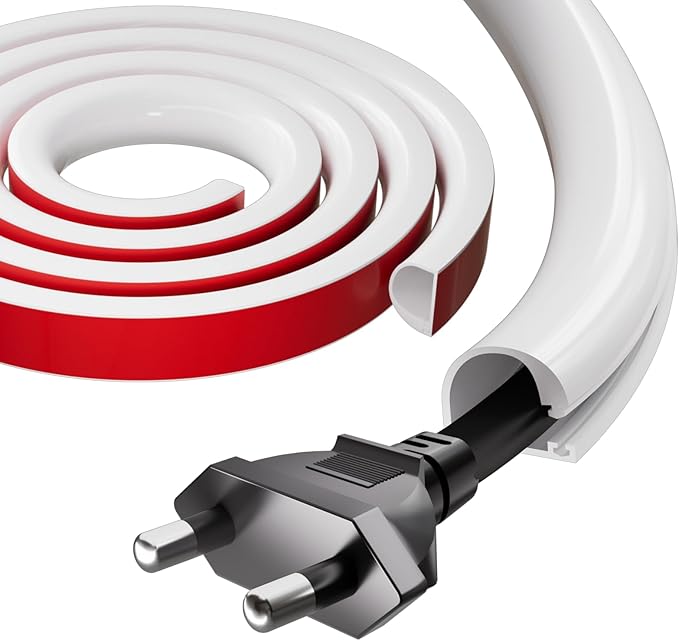 118" Silicone Cord Hider for Wall Mount TV,Self-Adhesive Cable Hider for 1 Cord(1/4" Diameter),Cable Management Under Desk,Cord Organizer,Cable Raceway Home & Office Trim,Cord Concealer Channel,White