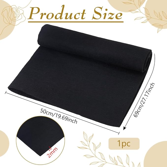 BENECREAT 27.5×19.7inch Chinese Calligraphy Drawing Felt Mat, 0.2inch Thick Black Painting Felt Desk Pad for Calligraphy, Painting and Cultural Activities